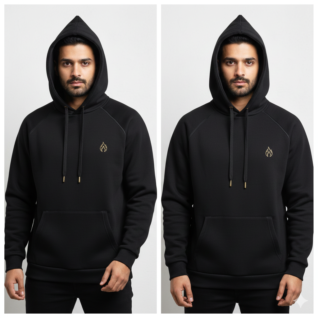 The Effortless Drop: Luxury Black Fleece Hoodie