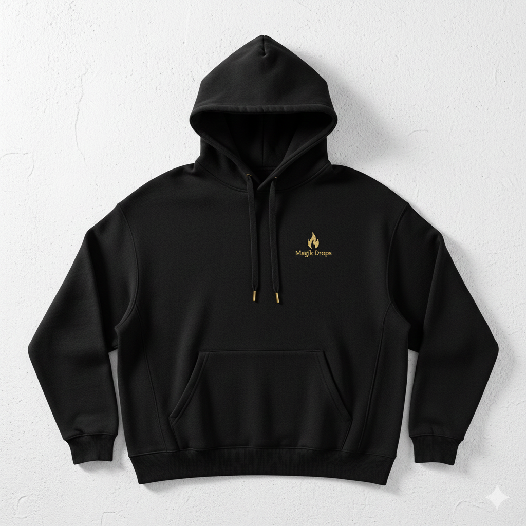 The Effortless Drop: Luxury Black Fleece Hoodie