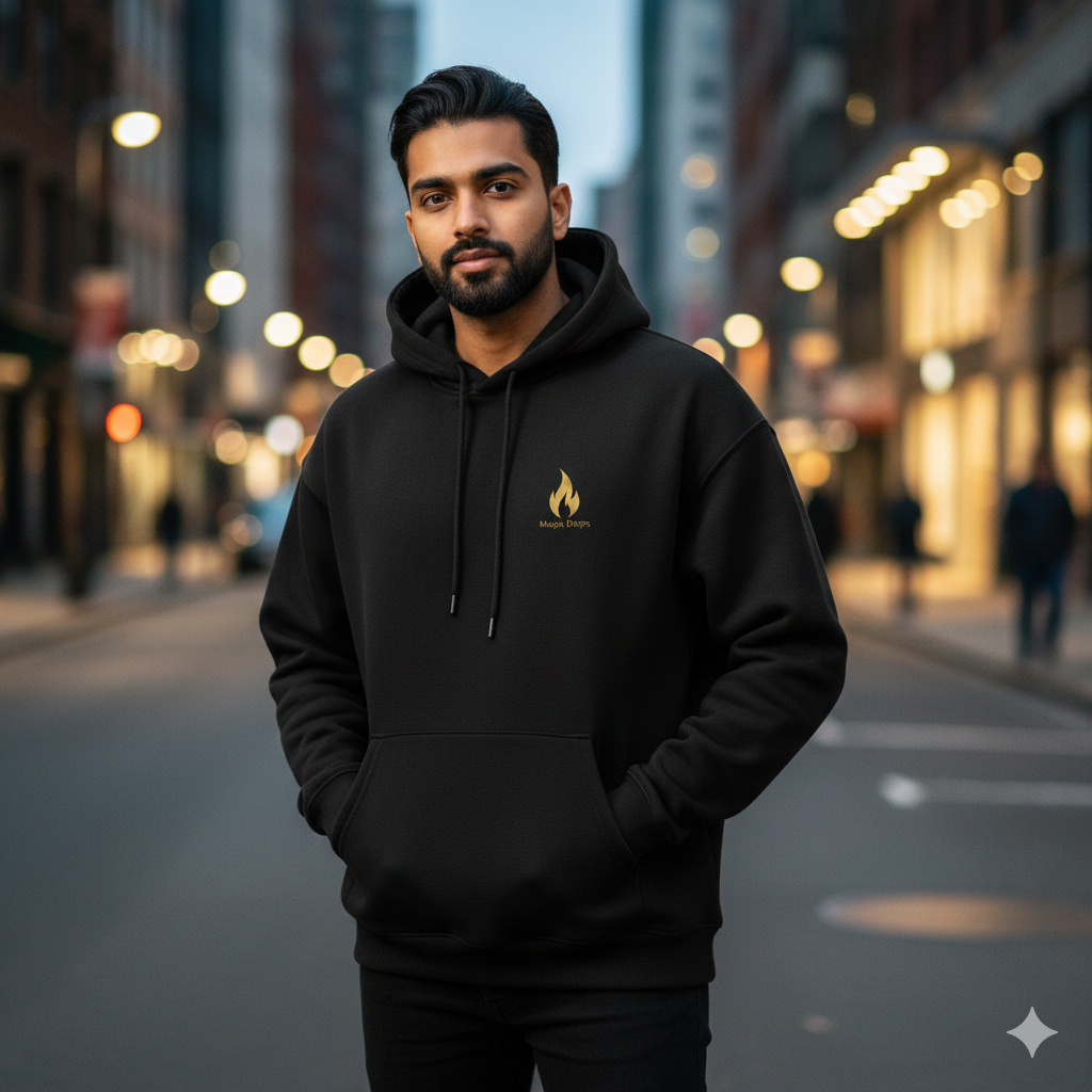 The Effortless Drop: Luxury Black Fleece Hoodie