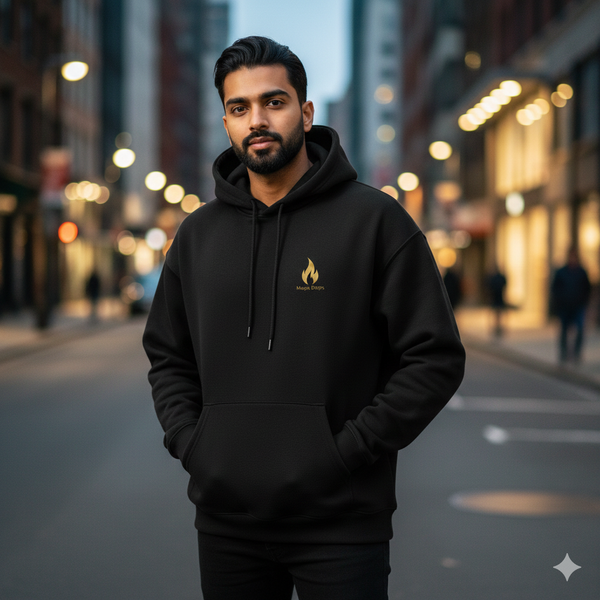 The Effortless Drop: Luxury Black Fleece Hoodie